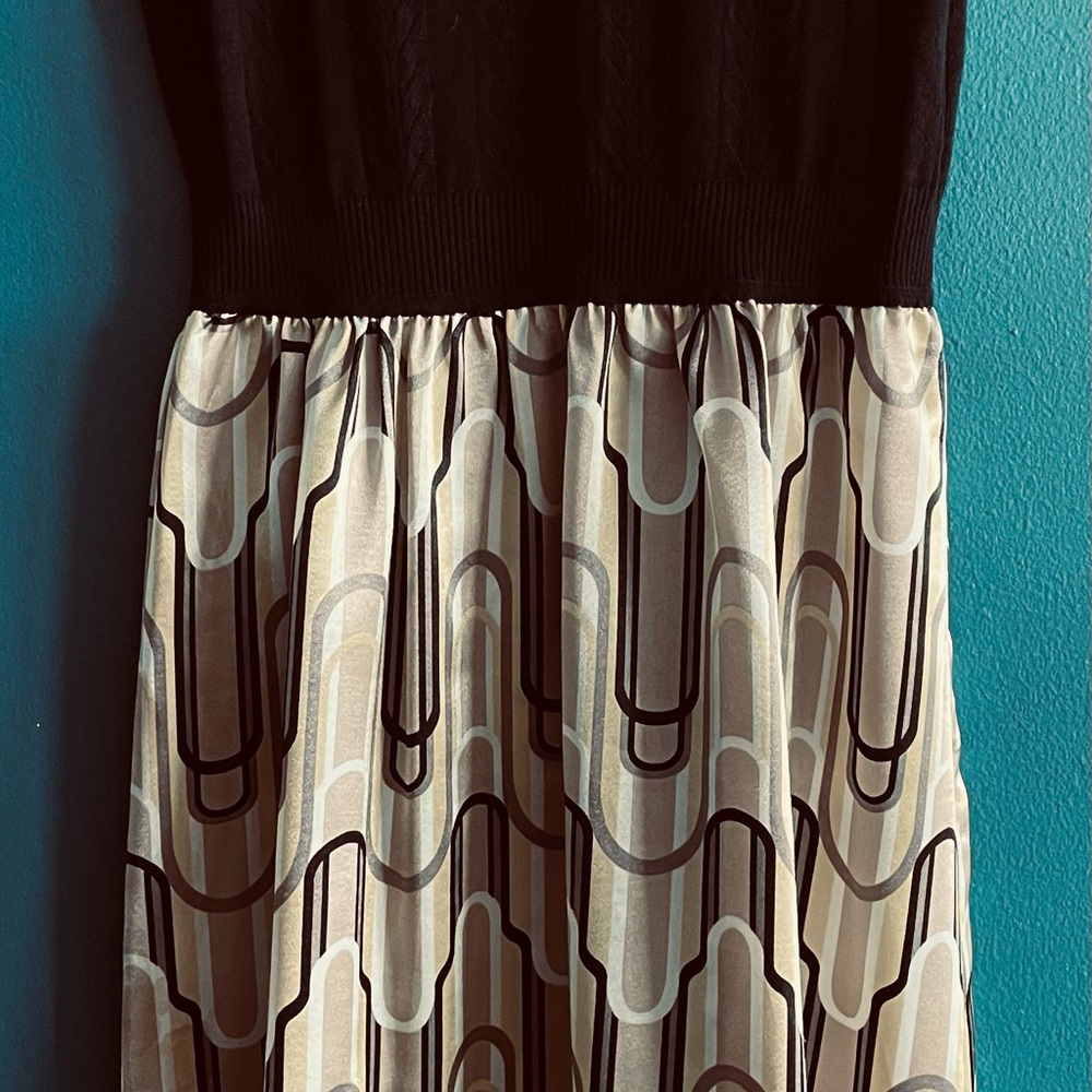 Black and Cream Patterned Dress by Scarlett